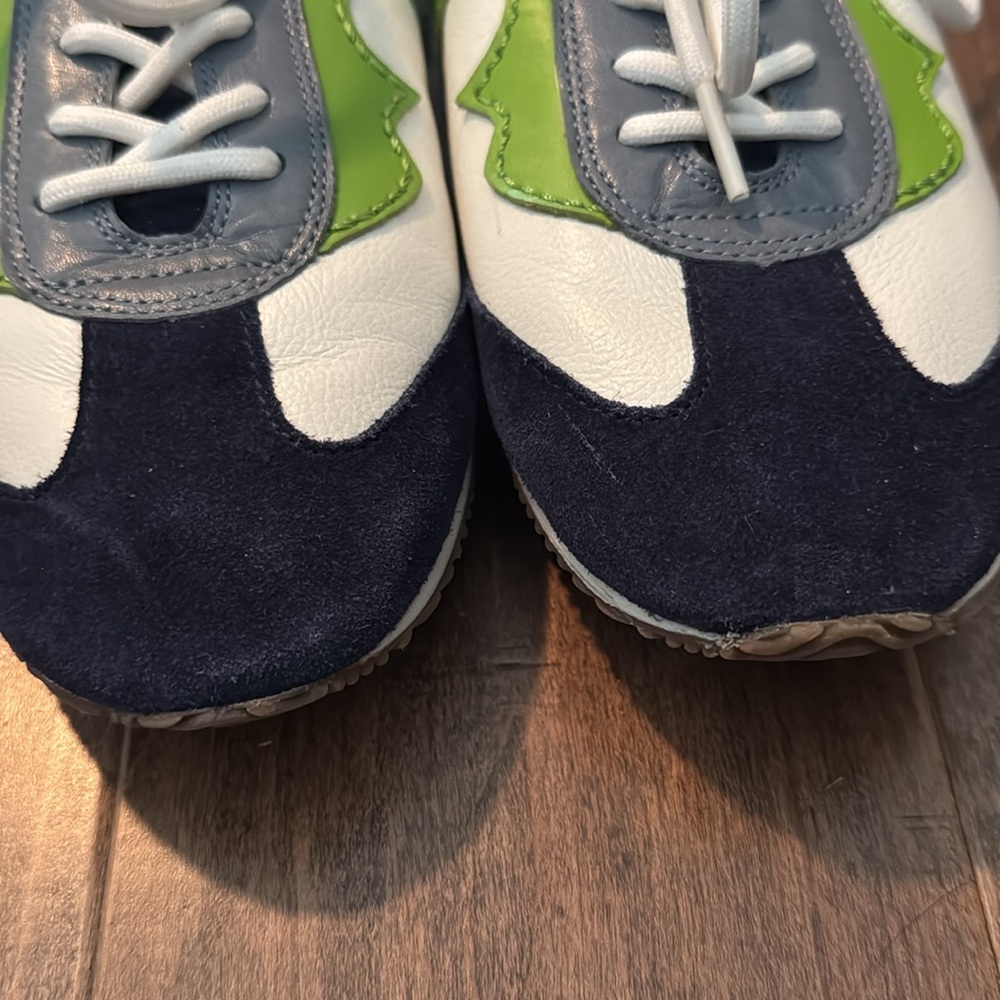 Tory Burch Blue, White and Green Leather Sneakers. Size 9M. New, no box. - Picture 7 of 7